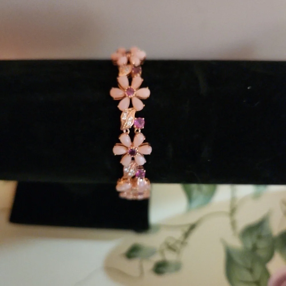 JTV Pink Opal 18k Rose Gold Over Sterling Silver Bracelet - Picture 3 of 11